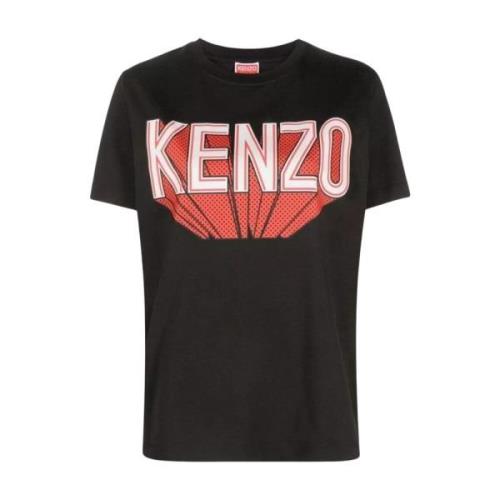 Kenzo Svart Logo Print T-shirt Black, Dam