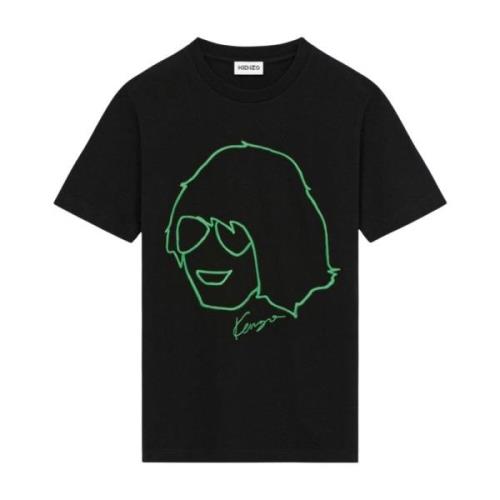 Kenzo Casual Tribute T-shirt Svart Ansikte Logotyp Black, Dam