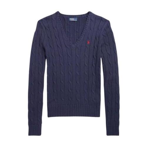 Ralph Lauren Marinblå slim fit tröja med logotyp Blue, Dam