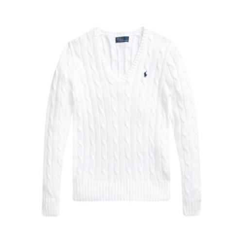 Ralph Lauren V-neck Knitwear White, Dam