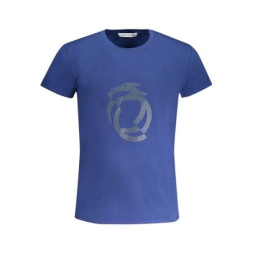 Trussardi Tryck Logo Rund Hals T-shirt Blue, Herr