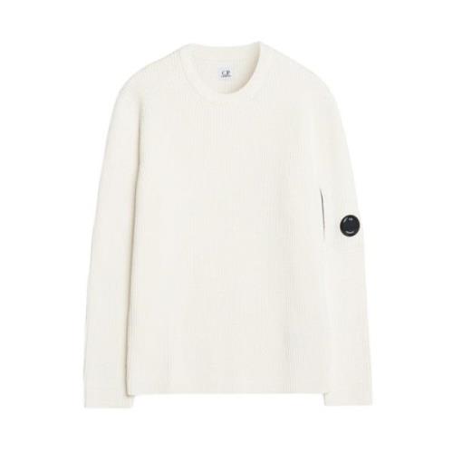 C.p. Company Rib Crew Neck Stickad Tröja White, Herr