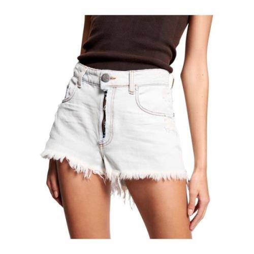 One Teaspoon High Waist Denim Shorts Bonita Style White, Dam