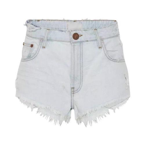 One Teaspoon Hög midja denim shorts skuren Blue, Dam