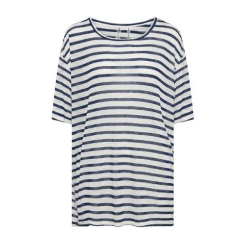 One Teaspoon Randig Oversized T-shirt Blue, Dam