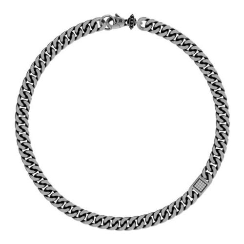 John Richmond Stål choker halsband med diamanter Gray, Dam