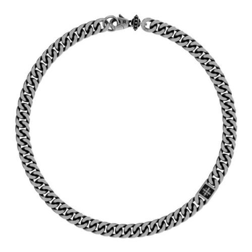 John Richmond Stål choker halsband med kors Gray, Dam