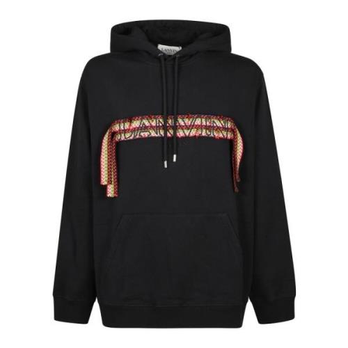 Lanvin Oversized Hoodie med Kantblonde Black, Herr