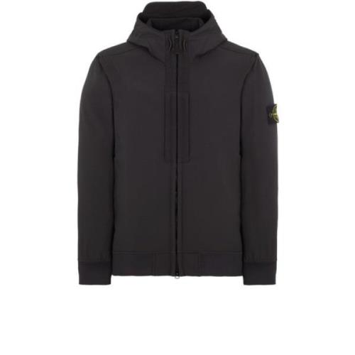 Stone Island Svart Lättvikts Huva Prestationsrock Black, Herr