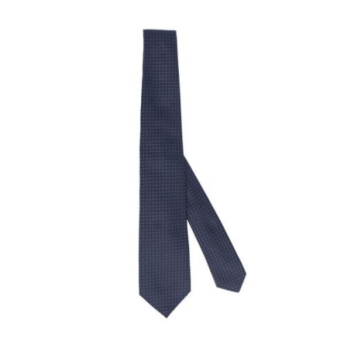 Kiton Handgjord Sidenslips med Sju Veck Blue, Herr