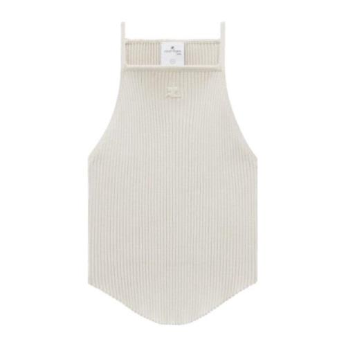 Courrèges Räfflad Stickad Spetsig Tanktop Gray, Dam