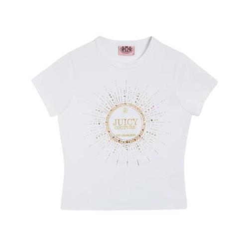 Juicy Couture Broderad Logotyp Bomullst-shirt White, Dam