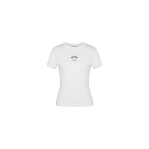 Moschino Vit Logga Fram T-shirt White, Dam