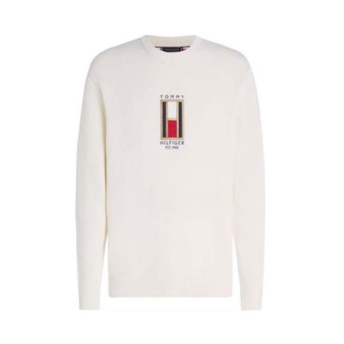 Tommy Hilfiger Grafisk Crew Neck Tröja White, Herr