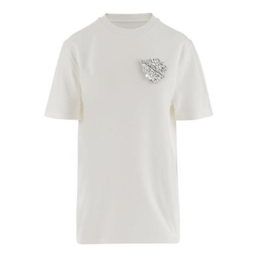 Jil Sander Blad Brosch Bomull T-shirt White, Dam