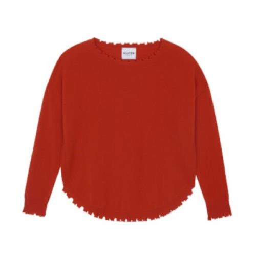 Kujten Cashmere Rund Hals Tröja - Orange Röd Red, Dam