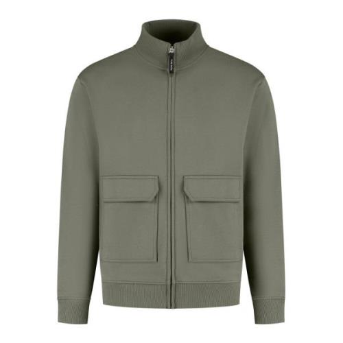 Pure Path Zip-Up Utility Sweater Green, Herr