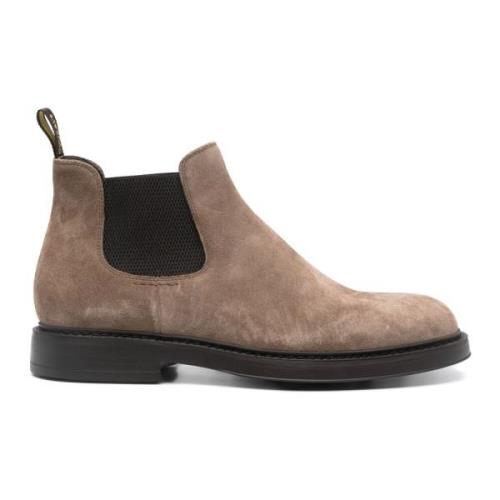 Doucal's Beige Mocka Chelsea Boots Lättvikts Gummisula Brown, Herr