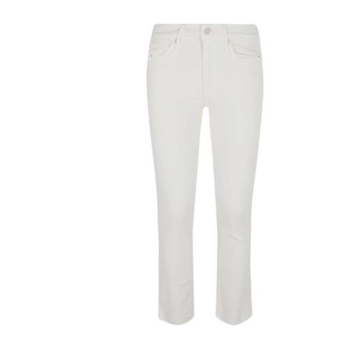 Mother Cream Puffs Flared Cropped Jeans Beige, Dam