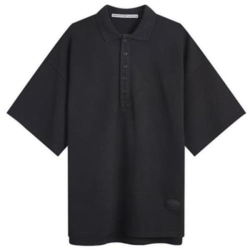 Alexander Wang Oversized Dome Logo Polo Tee Black, Dam