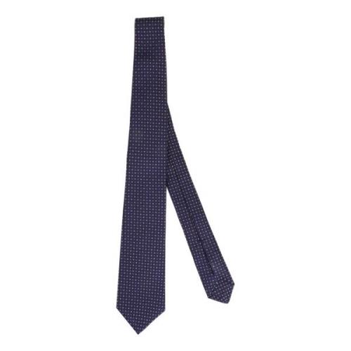 Kiton Silk Mönstrad Slips Blue, Herr