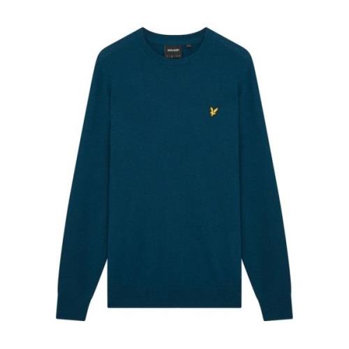 Lyle & Scott Blå Bomull Merino Crew Jumper Blue, Herr