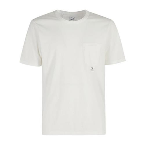 C.p. Company Fick T-shirt i Garment-Dyed Stil White, Herr