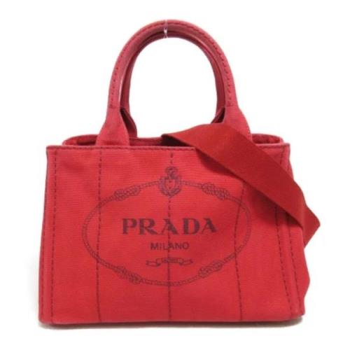 Prada Vintage Pre-owned Canvas totevskor Red, Dam