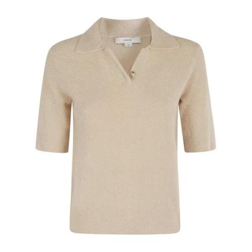 Vince Boucle Polo Shirt Beige, Dam