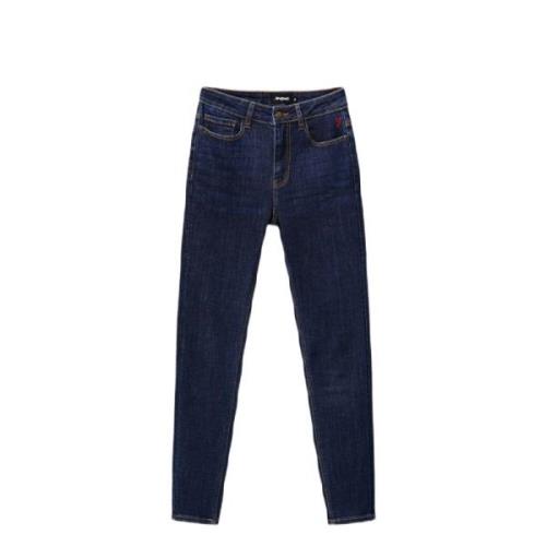 Desigual Blå Skinny Jeans med Dragkedja Blue, Dam