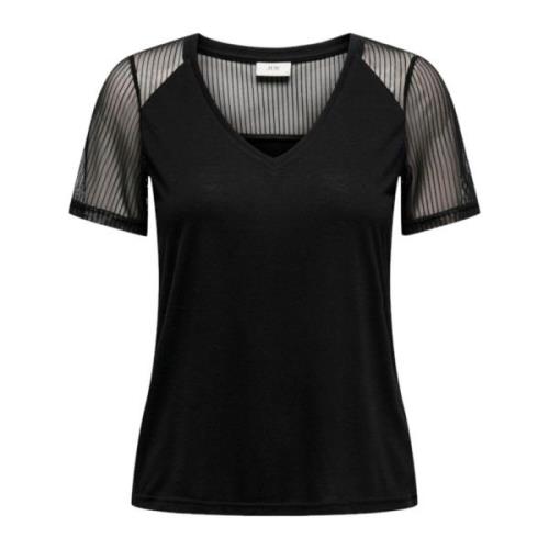 Jacqueline de Yong Randig Mesh Topp Höst/Vinter Kollektion Black, Dam