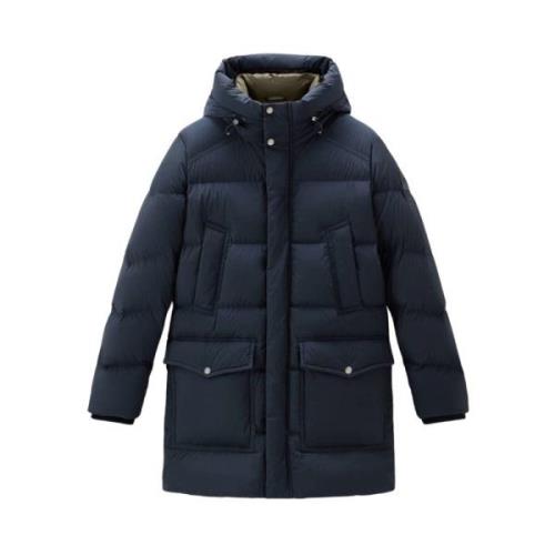 Woolrich Premium Dunparkas Melton Blå Blue, Herr