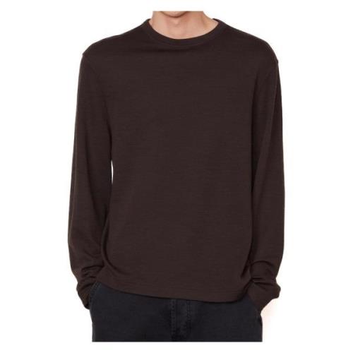 Officine Générale Brun Långärmad Crewneck T-shirt Brown, Herr