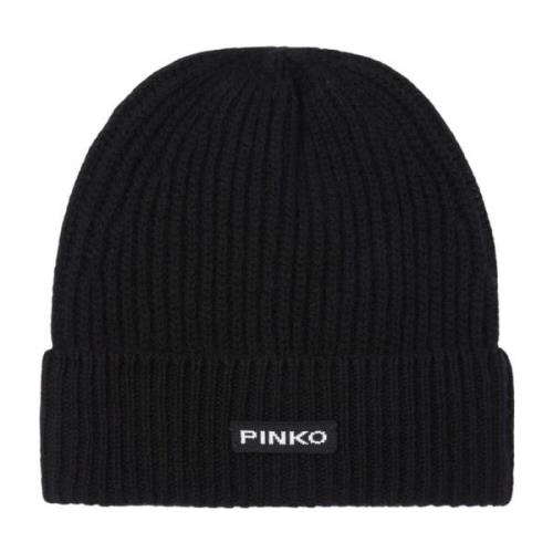 Pinko Stilren Lambkin Beanie Mössa Black, Dam