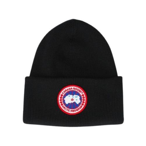 Canada Goose Svart Ull Vinter Beanie Mössa Black, Herr