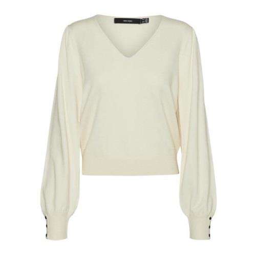 Vero Moda V-ringad tröja för kvinnor Beige, Dam