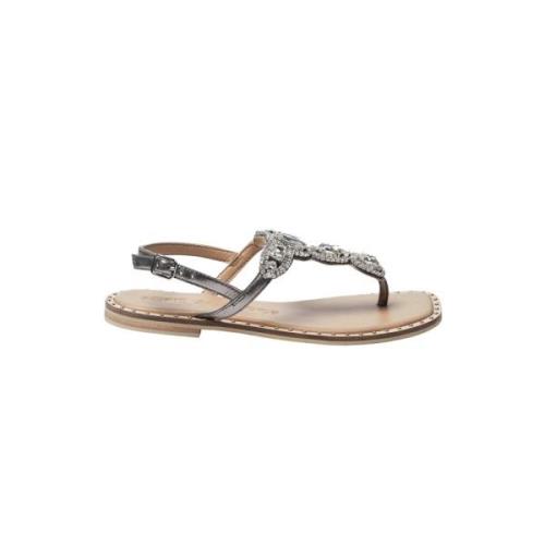 Sofie Schnoor Antik Silver Sandaler med Vackra Stenar Gray, Dam