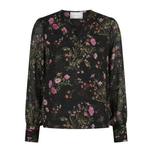 Neo Noir Blomtryck Blus Svart Multicolor, Dam