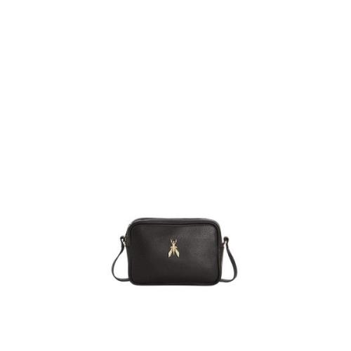 Patrizia Pepe Läder Crossbody Väska Fly Stil Black, Dam