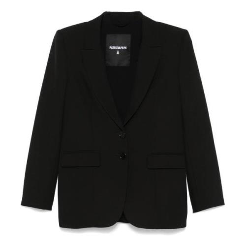 Patrizia Pepe Essentiell Tvåknappad Blazer Black, Dam