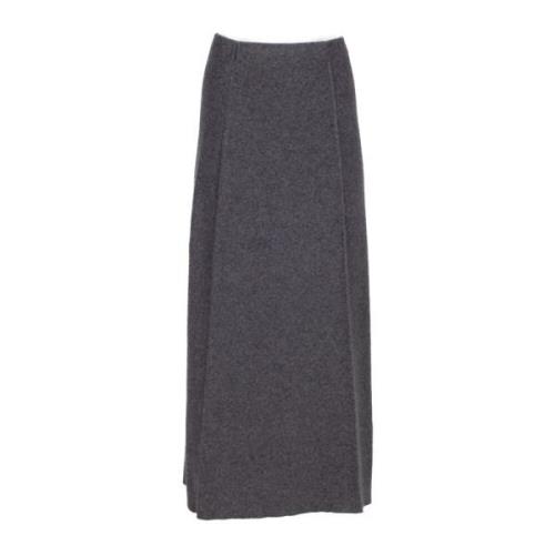 Semicouture Grå Stickad A-Linje Maxi Kjol Gray, Dam