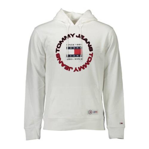 Tommy Hilfiger Hoodie Vit Broderad Print Logo White, Herr