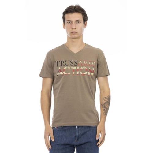 Trussardi Kortärmad V-ringad T-shirt Brown, Herr