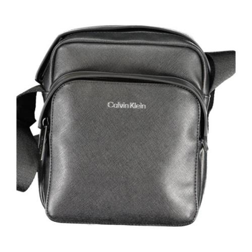 Calvin Klein Svart Herr Axelväska med Dragkedja Black, Herr