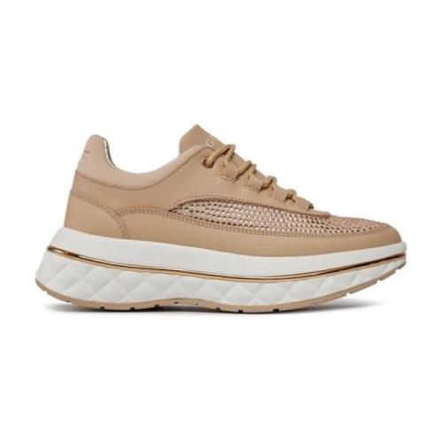 Guess Kyra Läder Sneakers - Ros Strass Brown, Dam