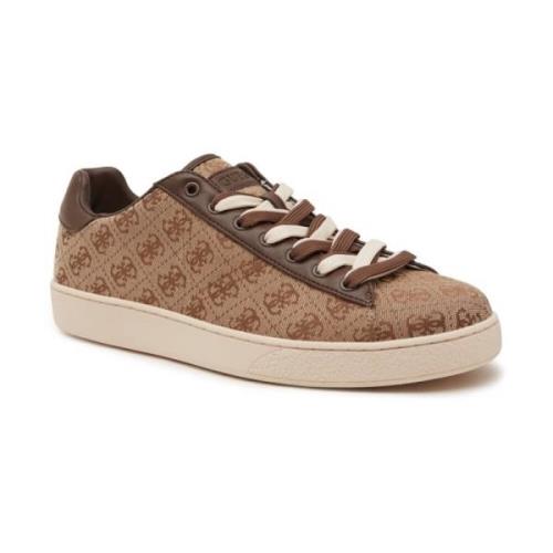 Guess Monogram Sneakers - Logo Patched Sneakers Brown, Herr