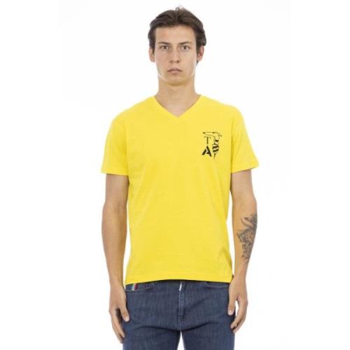 Trussardi V-ringad T-shirt med brösttryck Yellow, Herr