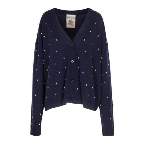 Semicouture Bell Cardigan i Trendig Stil Blue, Dam