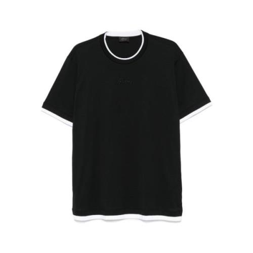 Brioni Logo-broderad Crew Neck T-shirt Black, Herr