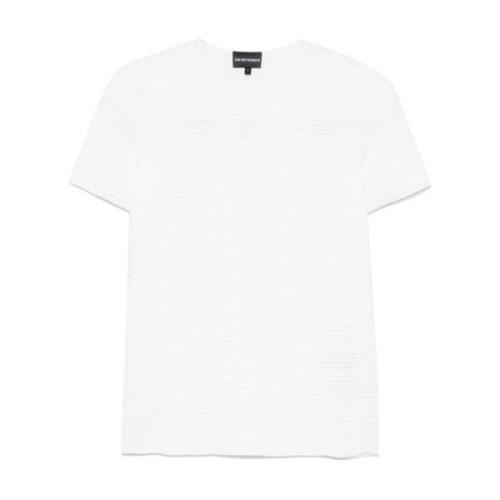 Emporio Armani Vit Texturerade T-shirts och Polos White, Dam